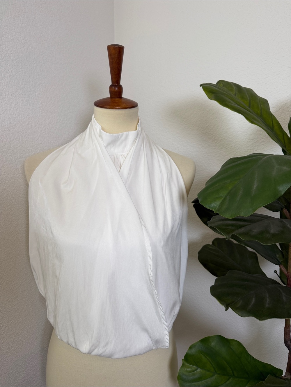 White Draped Halter Blouse